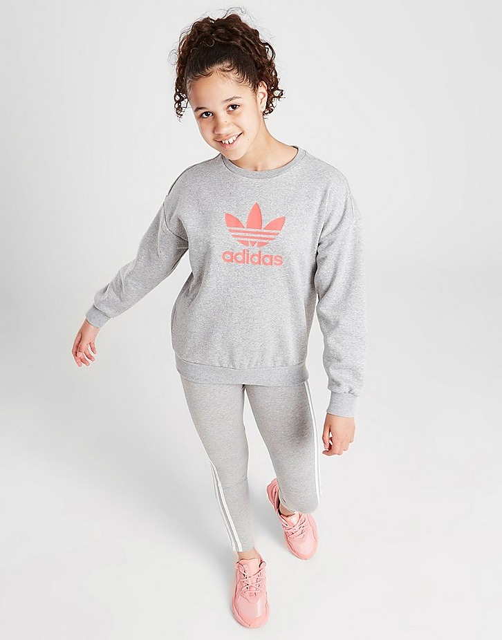 adidas Originals Girls' Trefoil Crew Sweatshirt Junior